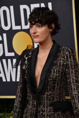 Los Angeles, Usa. Ocak 06, 2020: Phoebe Waller-Bridge, Beverly Hilton Otel 'deki 2020 Altın Küre Ödülleri' ne geliyor.
