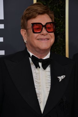 Los Angeles, Usa. Elton John, Beverly Hilton Oteli 'ndeki 2020 Altın Küre Ödülleri' ne geliyor.