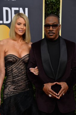 Los Angeles, Usa. Ocak 06, 2020: Eddie Murphy & Paige Butcher, Beverly Hilton Hotel 'deki 2020 Altın Küre Ödülleri' ne geldi.
