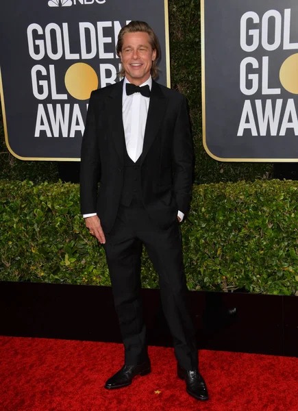 Los Angeles Usa Gennaio 2020 Brad Pitt Arriva Golden Globe — Foto Stock