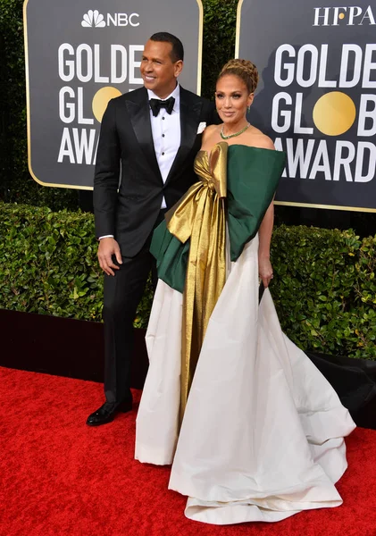 Los Angeles Usa Gennaio 2020 Jennifer Lopez Alex Rodriguez Arrivano — Foto Stock