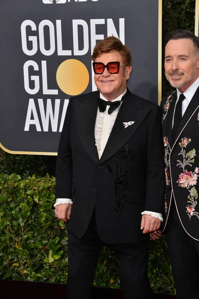 Los Ángeles Enero 2020 Elton John David Furnish Llega Los — Foto de Stock