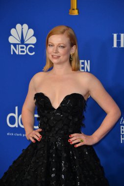 Los Angeles, Usa. 5 Ocak 2020: Sarah Snook, Beverly Hilton Oteli 'nin 2020 Altın Küre Ödülleri' nde basın odasında.