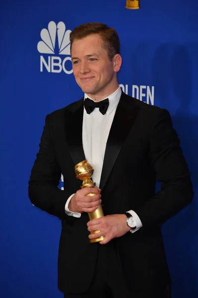 Los Ángeles Enero 2020 Taron Egerton Sala Prensa Los Premios — Foto de Stock