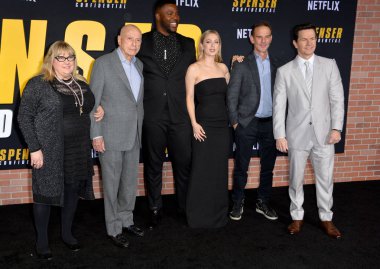 LOS ANGELES, CA: 27, 2020: Colleen Camp, Alan Arkin, Winston Duke, Iliza Shlesinger, Peter Berg & Mark Wahlberg  at the world premiere of 