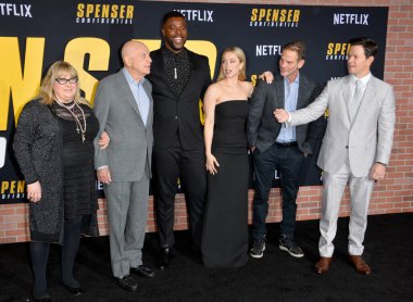LOS ANGELES, CA: 27, 2020: Colleen Camp, Alan Arkin, Winston Duke, Iliza Shlesinger, Peter Berg & Mark Wahlberg  at the world premiere of 