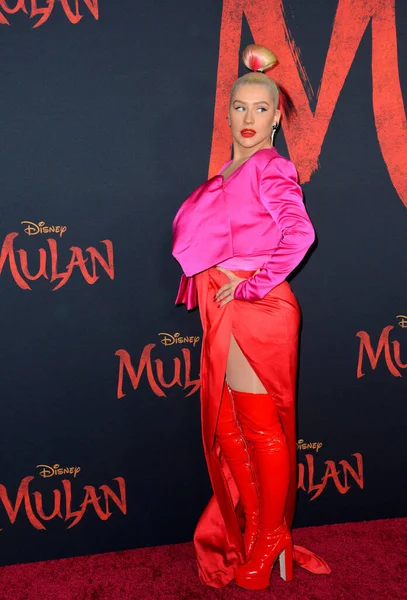 Los Angeles 2020 Christina Aguilera Alla Prima Mondiale Del Mulan — Foto Stock