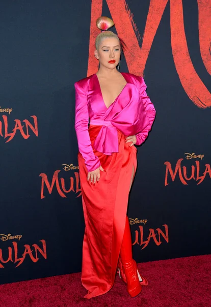 Los Angeles 2020 Christina Aguilera World Premiere Disney Mulan Capitan — Stock Photo, Image