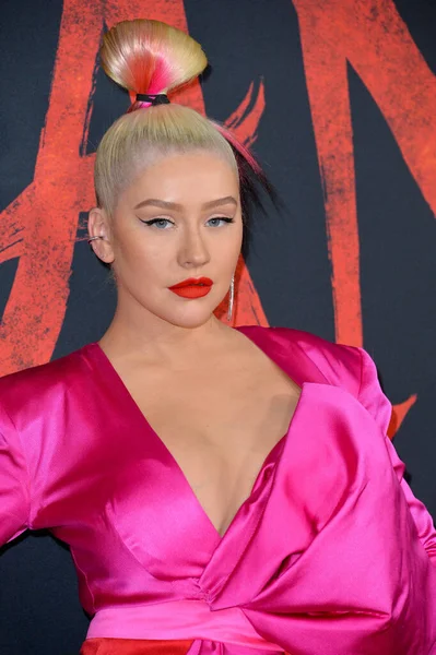 Los Angeles 2020 Christina Aguilera Alla Prima Mondiale Del Mulan — Foto Stock