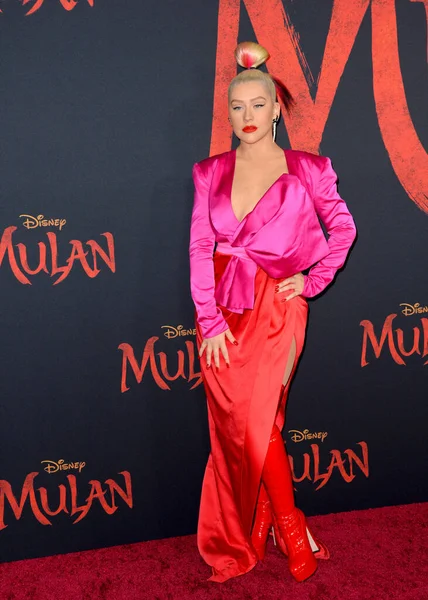 Los Angeles 2020 Christina Aguilera World Premiere Disney Mulan Capitan — Stock Fotó