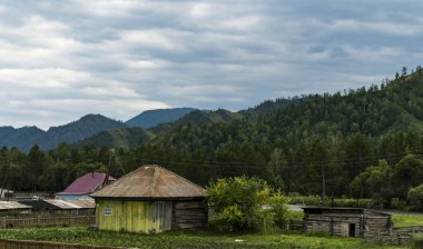 Bir dağ manzara arka plan görüntüsü. Rusya, Sibirya, Altay