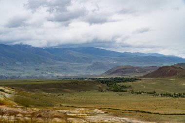Bir dağ manzara arka plan görüntüsü. Rusya, Sibirya, Altay