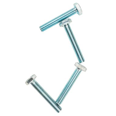 Isolated object letter J lined with metal bolts.