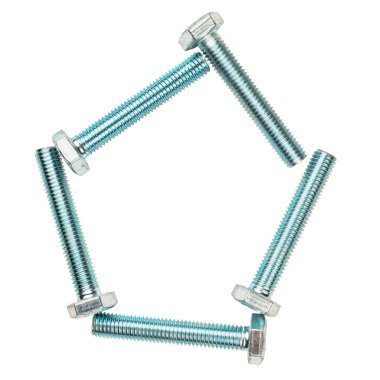 Isolated object letter O lined with metal bolts.