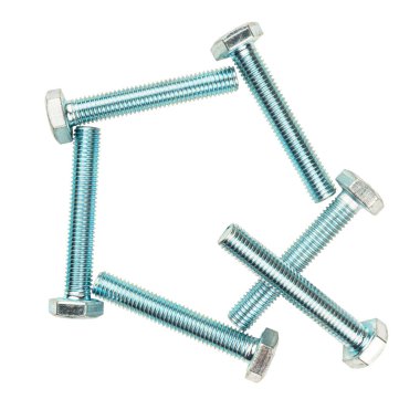 Isolated object letter Q lined with metal bolts.