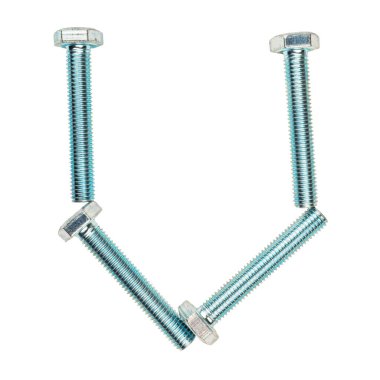 Isolated object letter U lined with metal bolts.