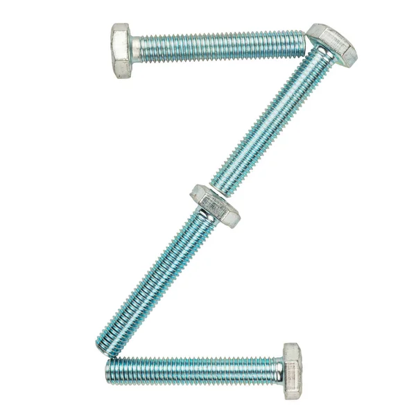 Isolated object letter Z lined with metal bolts. — Stock Photo, Image