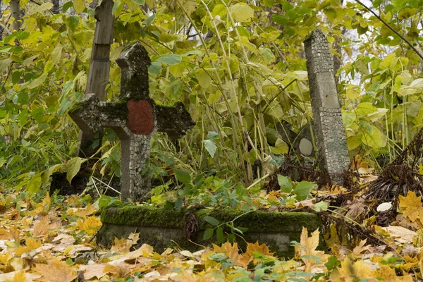 Графические Ресурсы Фоновое Изображение Осеннего Кладбища Фон Старого Кладбища Усыпанного — стоковое фото