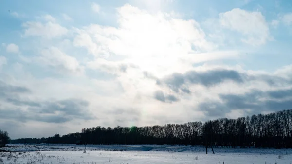 Linda Paisagem Inverno Área Coberta Neve Tempo Frio Temporada Inverno — Fotografia de Stock