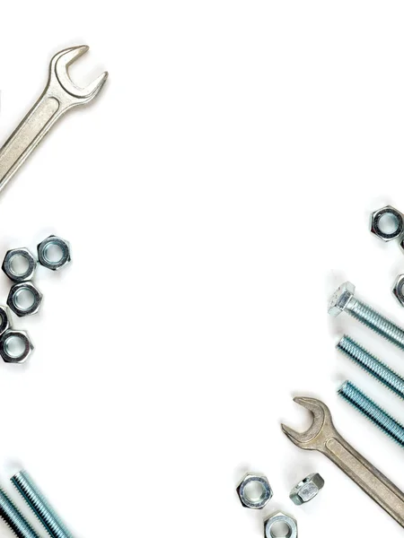 Graphic Resources Frame Inserting Text Lined Bolts Nuts Wrenches Fastener — Stock Photo, Image