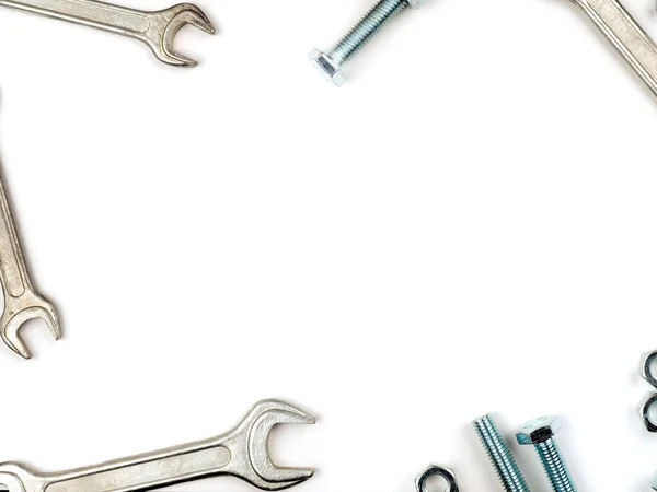 Graphic Resources Frame Inserting Text Lined Bolts Nuts Wrenches Fastener — Stock Photo, Image