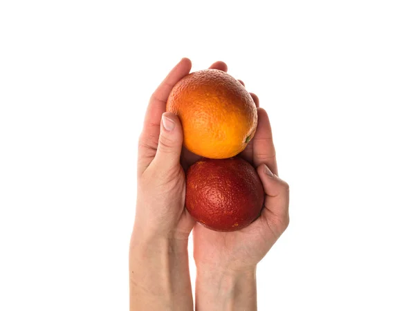 Blood Orange Variety Orange Crimson Almost Blood Colored Flesh Female — Stock Photo, Image