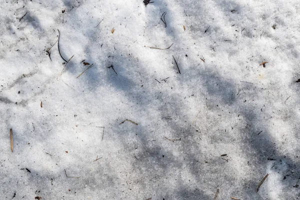 Tekstura Brudnego Śniegu Wiosenny Śnieg Pokryty Błotem Obraz Tła Śnieżnej — Zdjęcie stockowe
