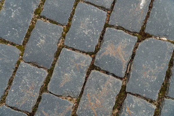 Hintergrundbild Einer Oberfläche Einer Kopfsteinpflasterstraße Tapete Substrat Für Text Detaillierte — Stockfoto