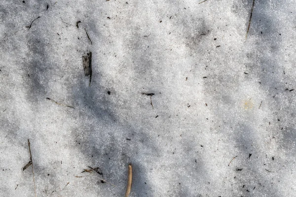 Textuur Van Vieze Sneeuw Voorjaarssneeuw Bedekt Met Modder Achtergrond Afbeelding — Stockfoto