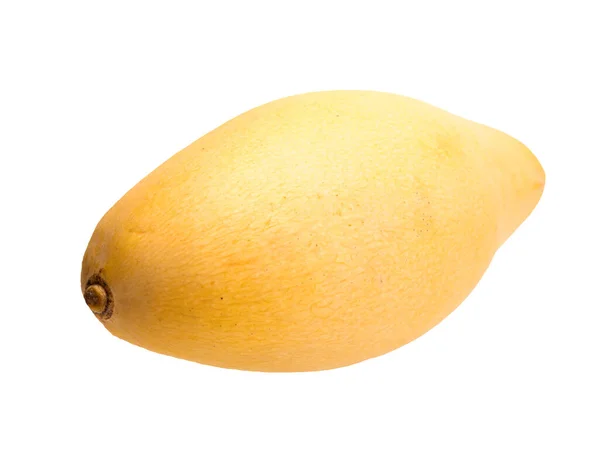 白い背景に孤立したオブジェクト マンゴー植物の果実は繊維状の構造と甘い味があり 皮は黄色の色調で描かれています 熟した果実には多くのビタミン 糖が含まれています — ストック写真
