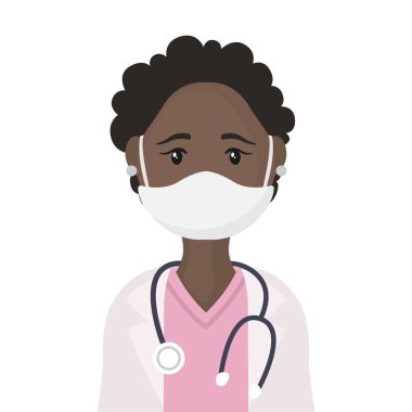 Yüzü düz resimli doktor. Vektör.