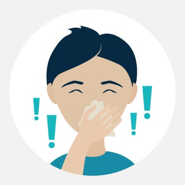 Belirtiler düz ikonun farkında. Hasta kişi vektör çizimi.