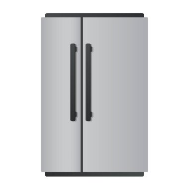 Buzdolabının düz çizimi. Buzdolabının önü. Vektör. 