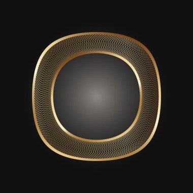 Siyah arka planda dekoratif altın yuvarlak çerçeve. Etnik tarzda lüks mandala. Oryantal dairesel klasik illüstrasyon. Arapça, İslami, Fas, Asyalı, Hint yerlisi Afrika motifi.