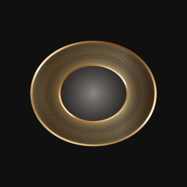 Siyah arka planda dekoratif altın yuvarlak çerçeve. Etnik tarzda lüks mandala. Oryantal dairesel klasik illüstrasyon. Arapça, İslami, Fas, Asyalı, Hint yerlisi Afrika motifi.