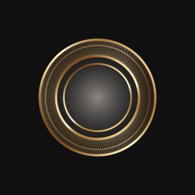 Siyah arka planda dekoratif altın yuvarlak çerçeve. Etnik tarzda lüks mandala. Oryantal dairesel klasik illüstrasyon. Arapça, İslami, Fas, Asyalı, Hint yerlisi Afrika motifi.