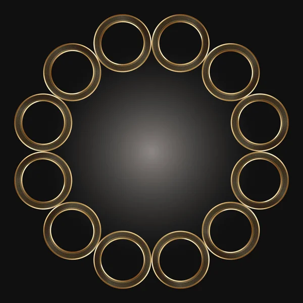 Διακοσμητικό Χρυσό Στρογγυλό Πλαίσιο Μαύρο Φόντο Πολυτελές Μαντάλα Έθνικ Στυλ — Διανυσματικό Αρχείο