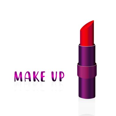 Stylish red lipstick isolated on white background. Decorative cosmetics. Flat lipstick vector. Beauty make up.