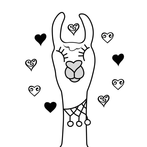 Coloring Pages Coloring Book Kids Colouring Pictures Cute Lama Hearts — Stock Vector