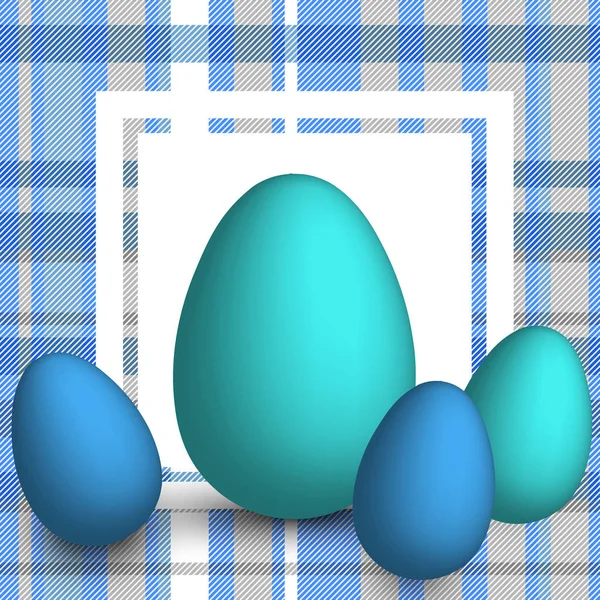 Fondo Pascua Con Huevos Pascua Sobre Fondo Rayado Plaid Tartán — Vector de stock