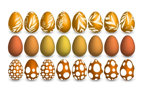 Gran Conjunto Pascua Con Huevos Ornamentados Aislados Sobre Fondo Blanco — Vector de stock