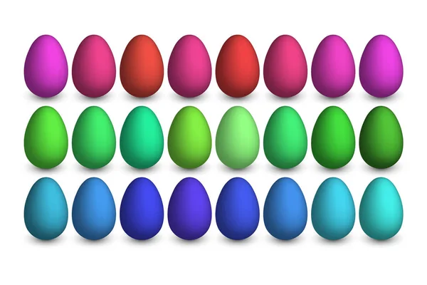Gran Conjunto Pascua Con Huevos Color Aislados Sobre Fondo Blanco — Vector de stock