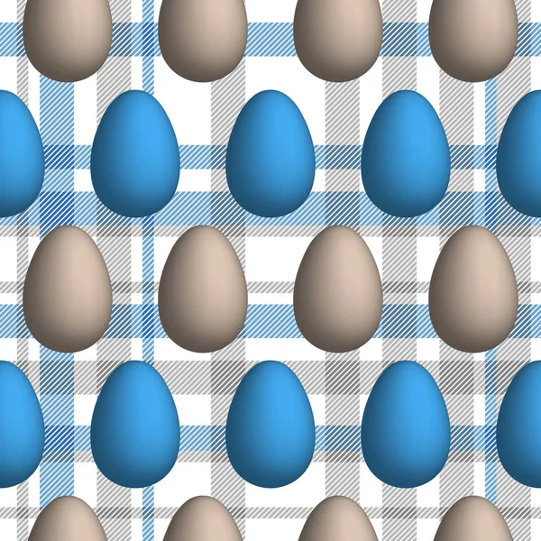 Patrón Sin Costuras Con Huevos Pascua Sobre Fondo Rayado Cuadros — Vector de stock