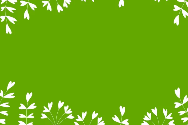 Dovolená Jarní Zelené Pozadí Roztomilými Bílými Sprigs Šablona Květinový Design — Stockový vektor