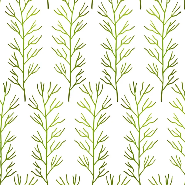 Весенний Бесшовный Рисунок Зелеными Веточками Векторный Инвентарь Ткани Текстиля Обоев — стоковый вектор