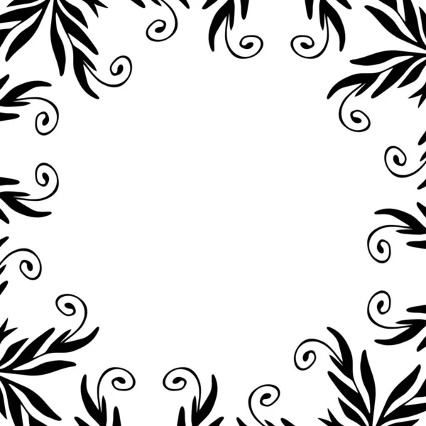 装饰黑色圆形框架 华丽的花曼陀罗 东方正方形古董插图 纺织品模板设计 — 图库矢量图片