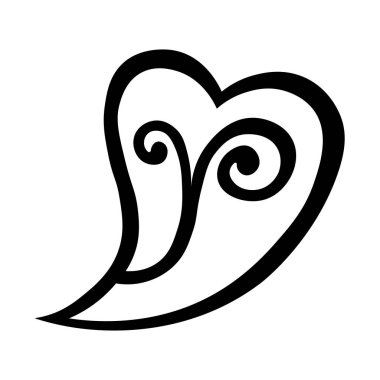 Kara el çizilmiş kalp. Sevgililer Günü için tasarım öğeleri, düğün, doğum günü, anneler günü. Ana hatlarıyla sihlouette. Posterler, kartpostallar, kartpostallar için aşk illüstrasyonu. Dekoratif izole edilmiş simge.