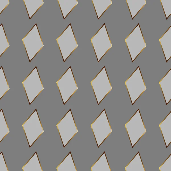 Abstracte Grijze Vierkant Illustratie Met Gouden Elementen Geometrische Naadloze Patroon — Stockvector