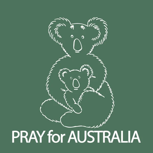 Rezai Pela Austrália Pelos Animais Ilustração Vetorial Com Silhueta Koala — Vetor de Stock