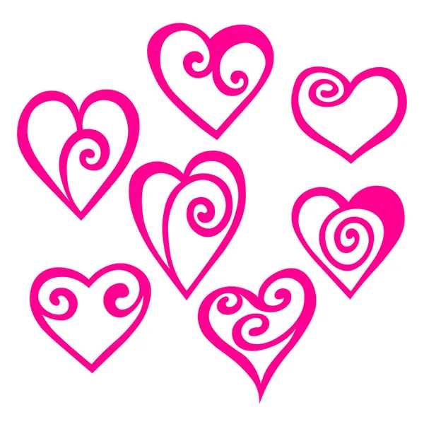 Pink Hand Drawn Hearts Design Elements Valentine Day Wedding Birthday — 图库矢量图片